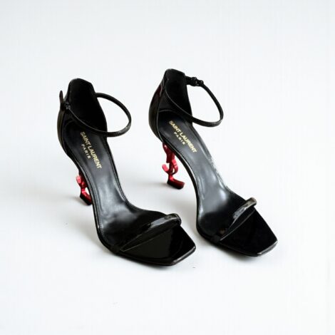 YSL Black Opyum Patent Leather Ankle-Strap