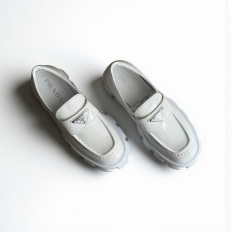 Prada Brushed Leather Monolith Loafers