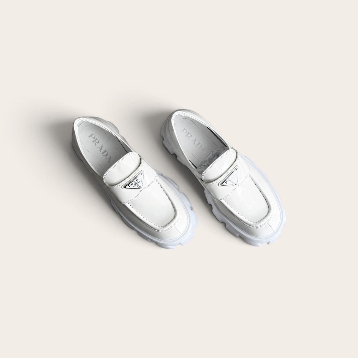 Prada Brushed Leather Monolith Loafers - Image 2