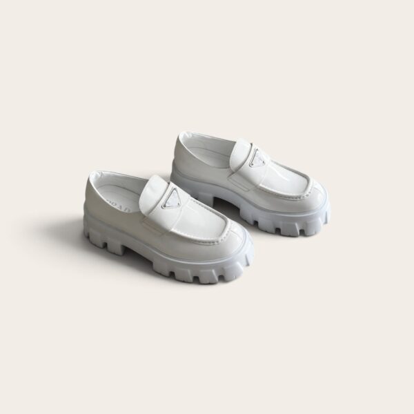 Prada Brushed Leather Monolith Loafers