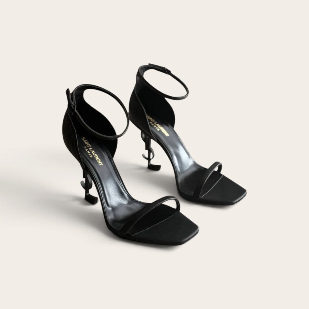 YSL Opyum Leather Logo Heels All Black
