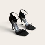 YSL Opyum Leather Logo Heels All Black