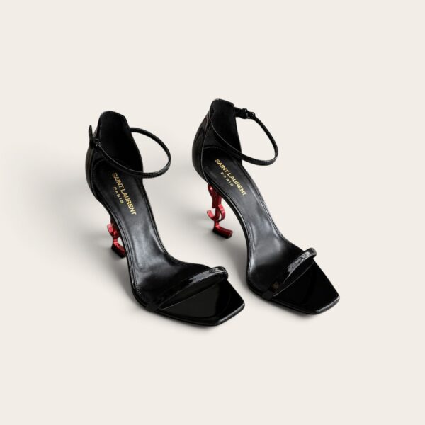 YSL Black Opyum Patent Leather Ankle-Strap