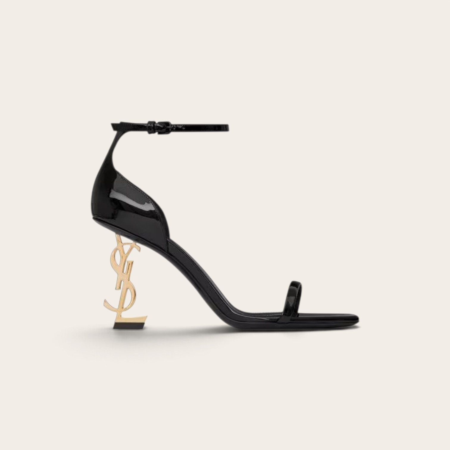 YSL Black Opyum Patent Leather Ankle-Strap Heels - Image 5