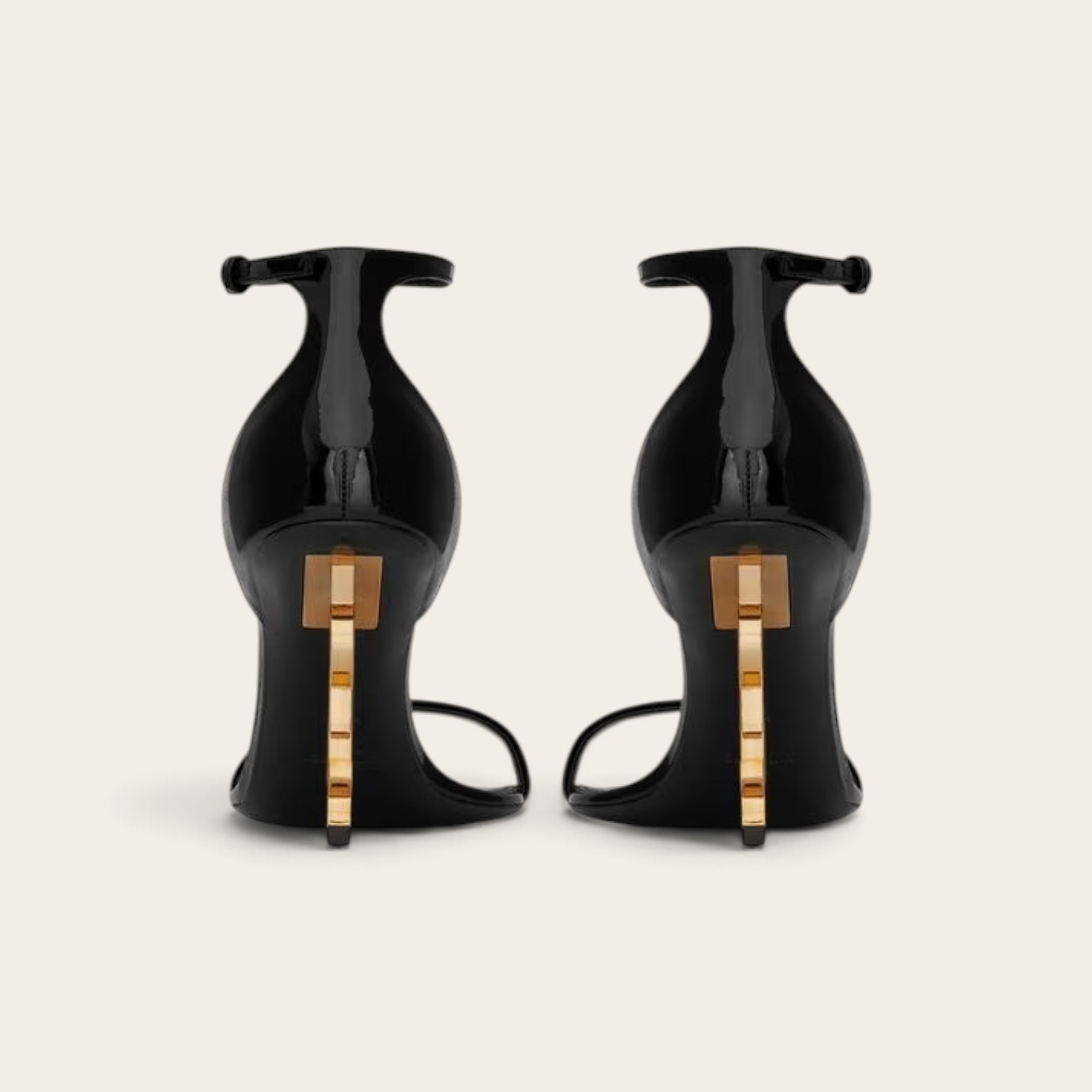 YSL Black Opyum Patent Leather Ankle-Strap Heels - Image 3