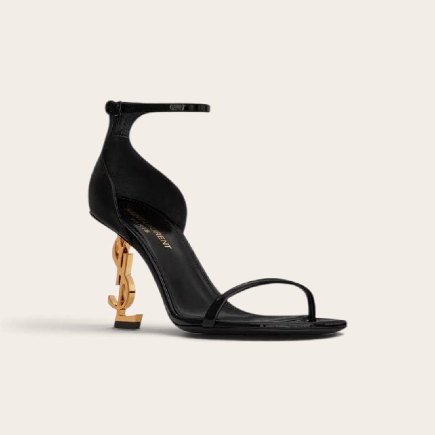 YSL Black Opyum Patent Leather Ankle-Strap Heels - Image 2