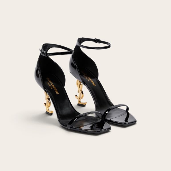 YSL Black Opyum Patent Leather Ankle-Strap Heels