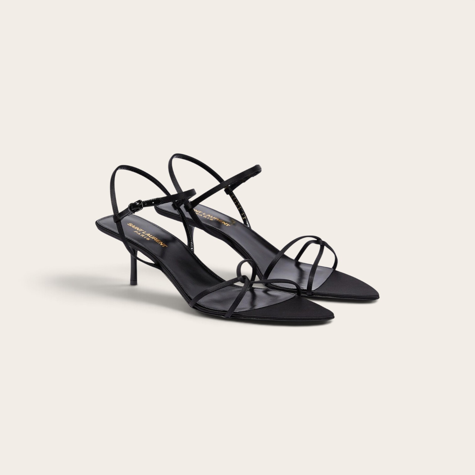 YSL Silk Satin Pointed Heels Sandals