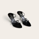 YSL Gippy Black Patent Crisscross Pointed Heels