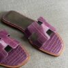 Hermes Oran Sandal Crocodile - Purple - Image 2