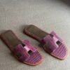 Hermes Oran Sandal Crocodile - Purple - Image 3