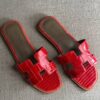 Hermes Oran Sandal Crocodile - Red - Image 3