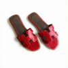 Hermes Oran Sandal Crocodile - Red