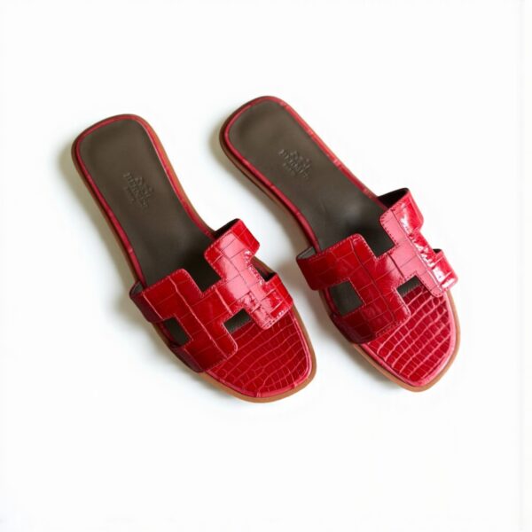 Hermes Oran Sandal Crocodile - Red