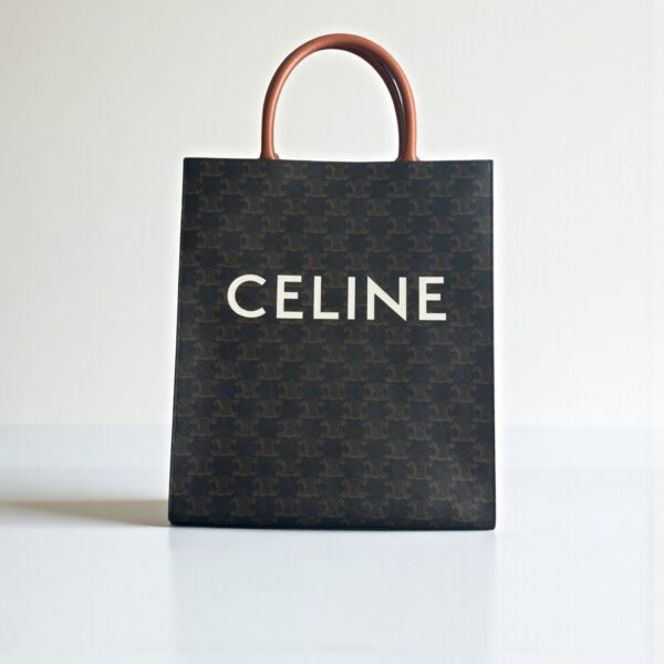 Celine Vertical Cabas in Triomphe Canvas and Calfskin