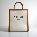 Celine Vertical Cabas in Triomphe Canvas and Calfskin