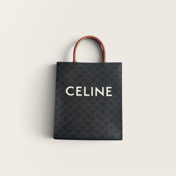 Celine Vertical Cabas in Triomphe Canvas and Calfskin