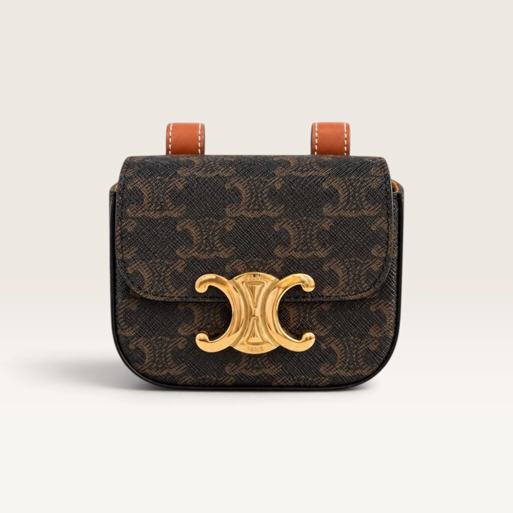 Celine Mini Triomphe Belt Bag Pouch - tan