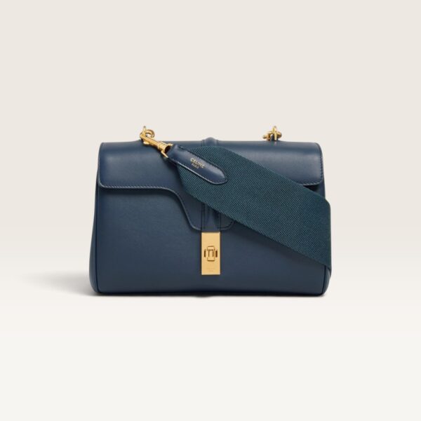 Celine Teen Soft 16 Smooth Calfskin Shoulder Bag in Navy Blue