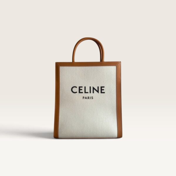 Celine Vertical Cabas in Triomphe Canvas and Calfskin