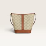 Celine Medium Bucket in Triomphe Canvas and Calfskin