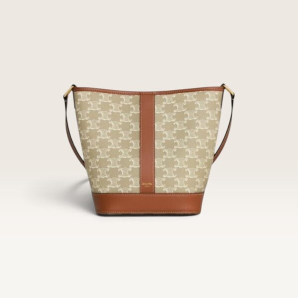 Celine Medium Bucket in Triomphe Canvas and Calfskin