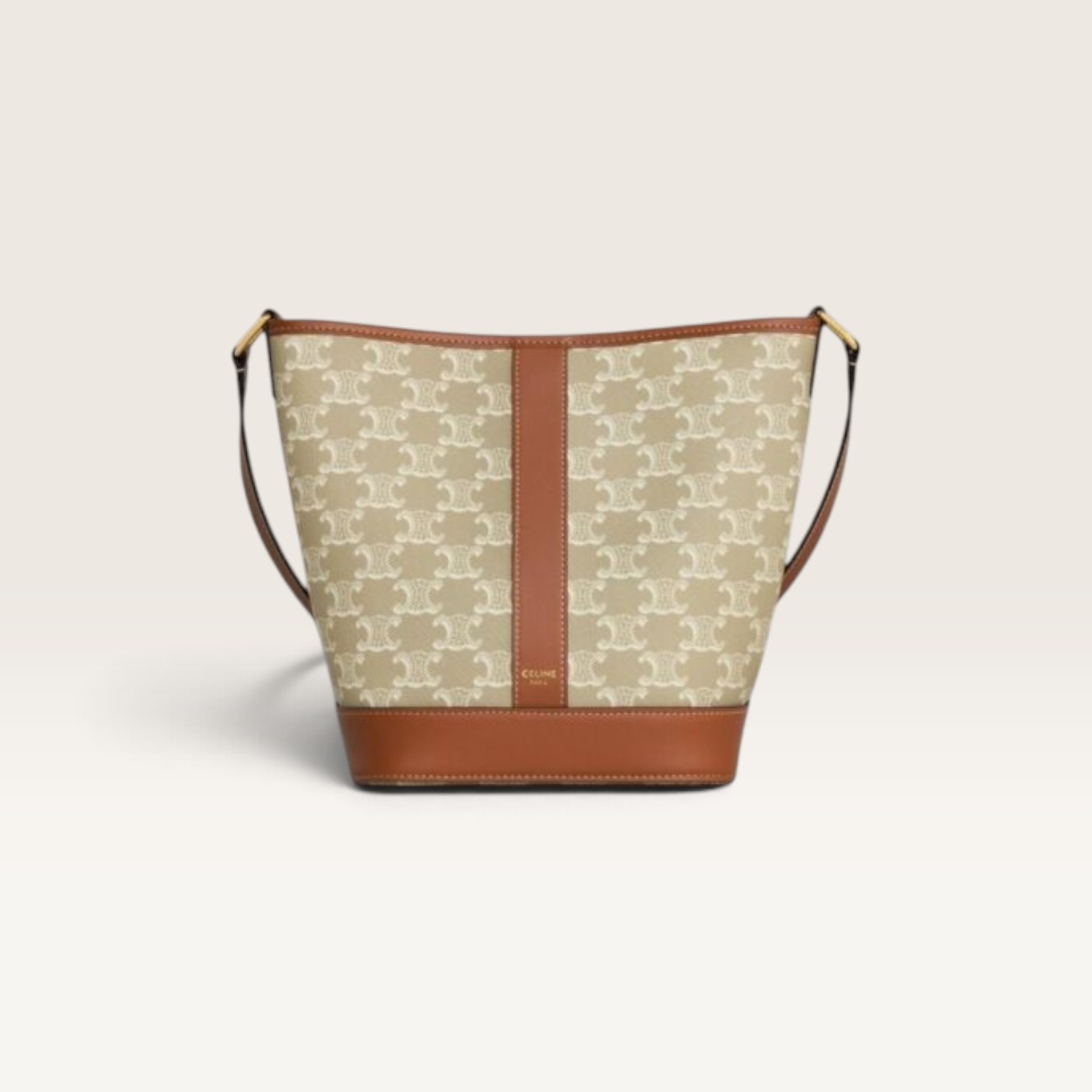 Celine Medium Bucket in Triomphe Canvas and Calfskin