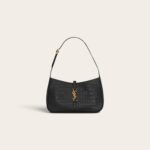 YSL LE 5 Ŕ 7 in Crocodile-embossed Shiny Leather