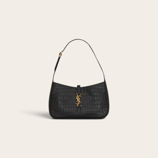 YSL LE 5 Ŕ 7 in Crocodile-embossed Shiny Leather