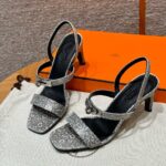 Hermes Lizard Glamour Sandals - Himalaya silver hardware