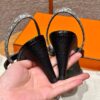 Hermes Lizard Glamour Sandals - Noir/Himalaya - Image 7