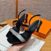 Hermes Lizard Glamour Sandals - Noir/Himalaya - Image 13