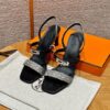 Hermes Lizard Glamour Sandals - Noir/Himalaya - Image 14