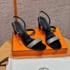 Hermes Lizard Glamour Sandals - Noir/Himalaya - Image 2