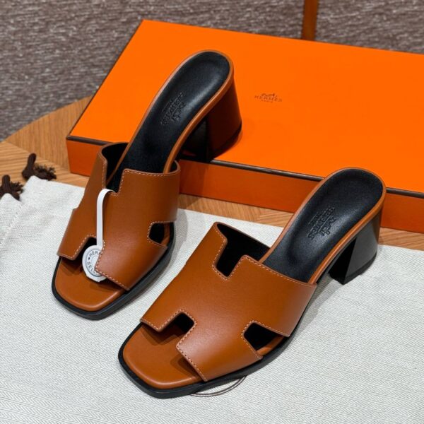 Hermes Helia Sandals in Naturel