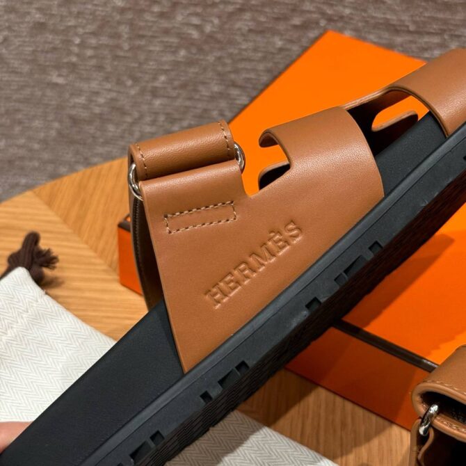 Hermes Chypre Sandals in Naturel Swift