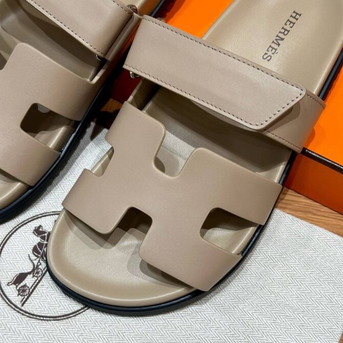 Hermes Chypre Sandals in Beige Mastic, Swift