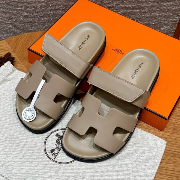 Hermes Chypre Sandals in Beige Mastic, Swift