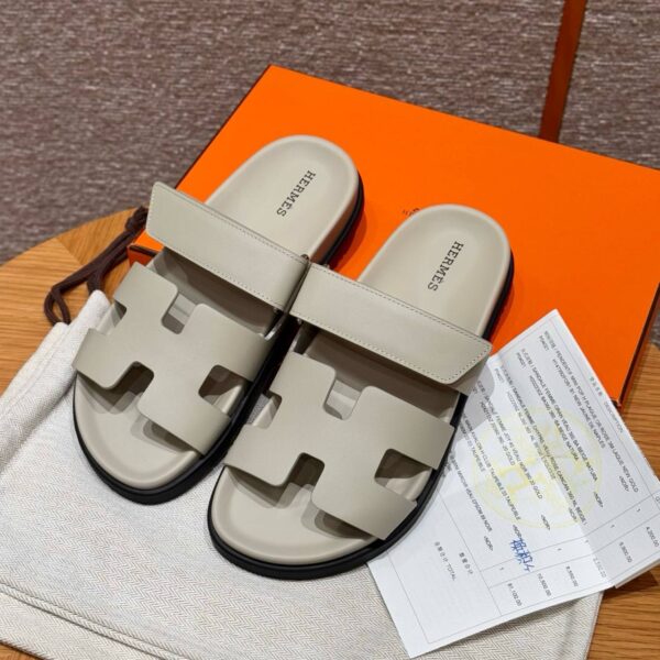 Hermes Chypre Sandals in Beige Espuisse, Swift