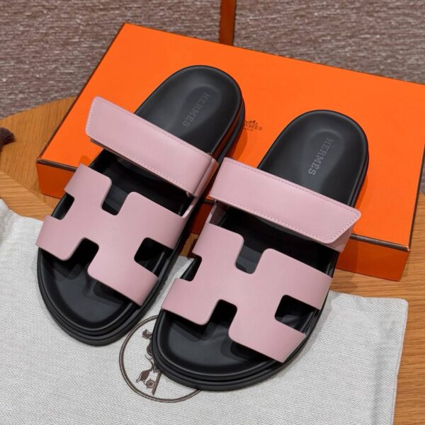 Hermes Chypre Sandals in Rose Swift