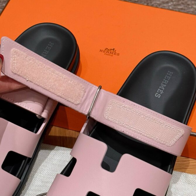 Hermes Chypre Sandals in Rose Swift