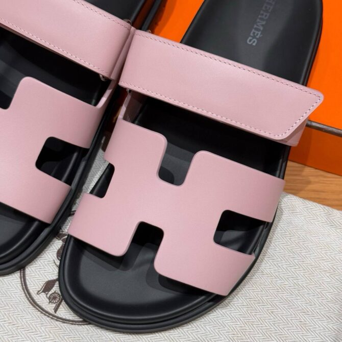 Hermes Chypre Sandals in Rose Swift