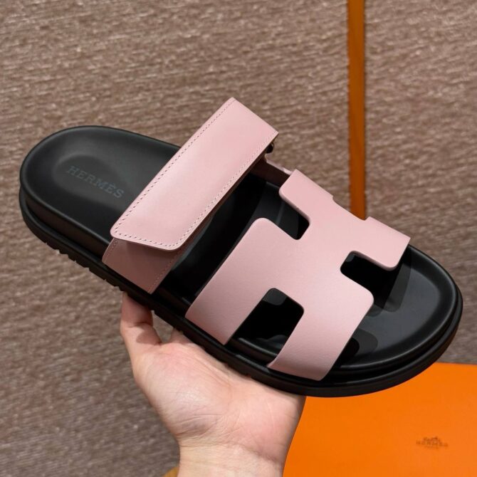 Hermes Chypre Sandals in Rose Swift