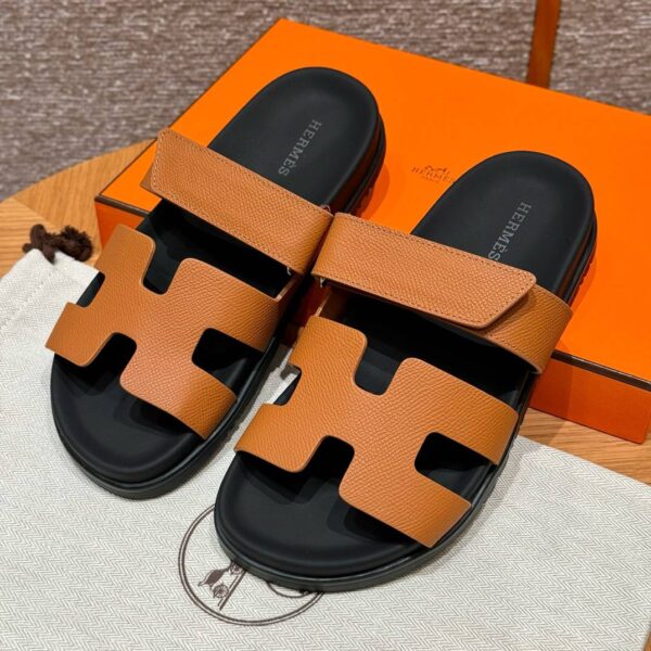 Hermes Chypre Sandals in Gold Epsom