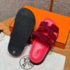 Hermes Chypre Sandals in Rose Red, Chamois Leather - Image 8