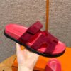 Hermes Chypre Sandals in Rose Red, Chamois Leather - Image 5