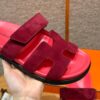 Hermes Chypre Sandals in Rose Red, Chamois Leather - Image 7