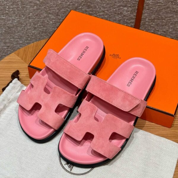 Hermes Chypre Sandals in Peach Pink, Chamois Leather