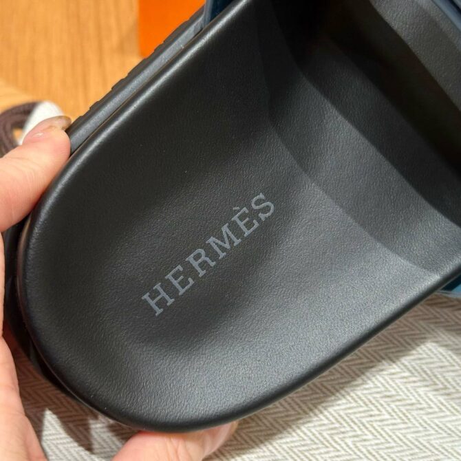 Hermes Chypre Sandals in Bleu Celeste, Chamois Leather