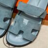 Hermes Chypre Sandals in Baby Blue, Chamois Leather - Image 3